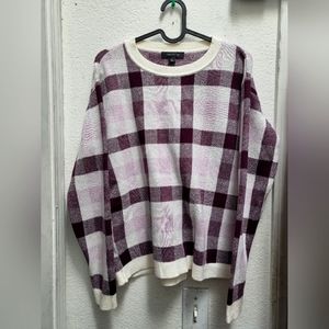 Ann Taylor purple and white plaid sweater